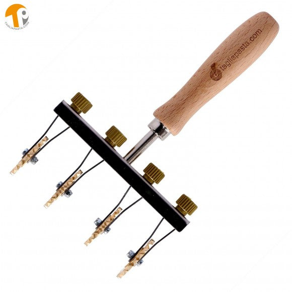 Tagliapasta Adjustable Brass 4 Wheel Fluted Cutter