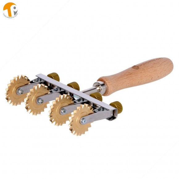 Tagliapasta Adjustable Brass 4 Wheel Fluted Cutter