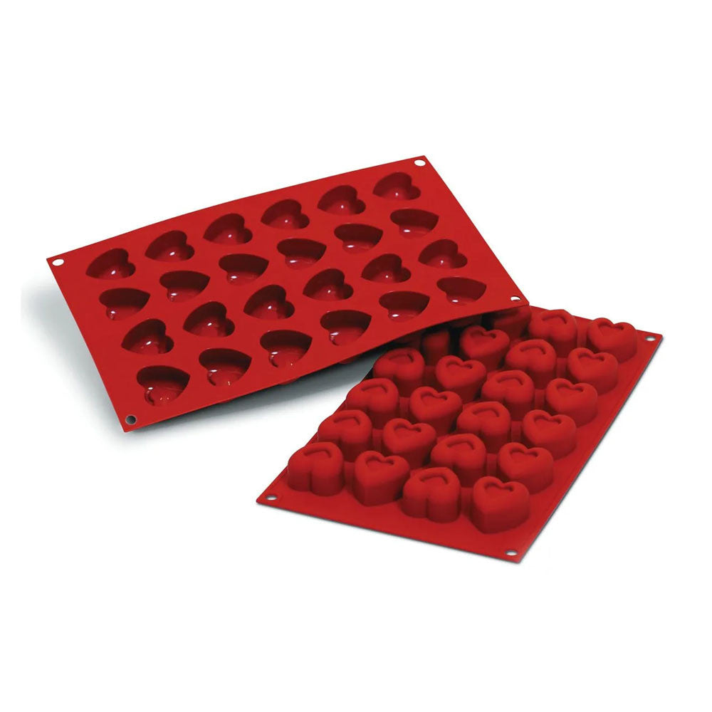 Silikomart Small Passion Hearts Mold, 1.45" x 1.42", 24 Cavities