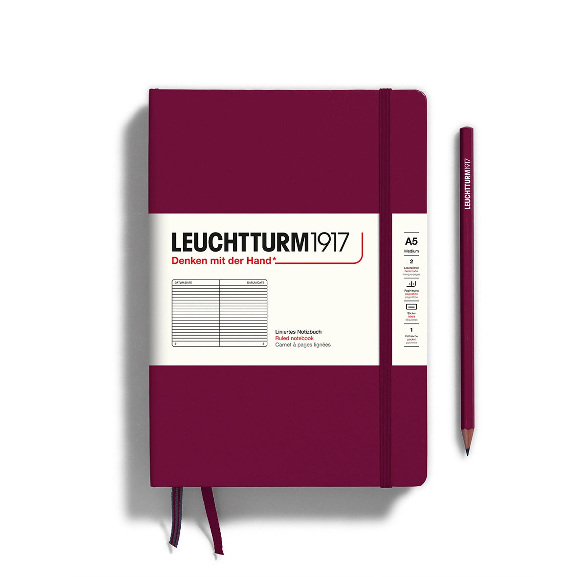 Leuchtturm1917 Hardcover Ruled - Medium (A5) - Port Red