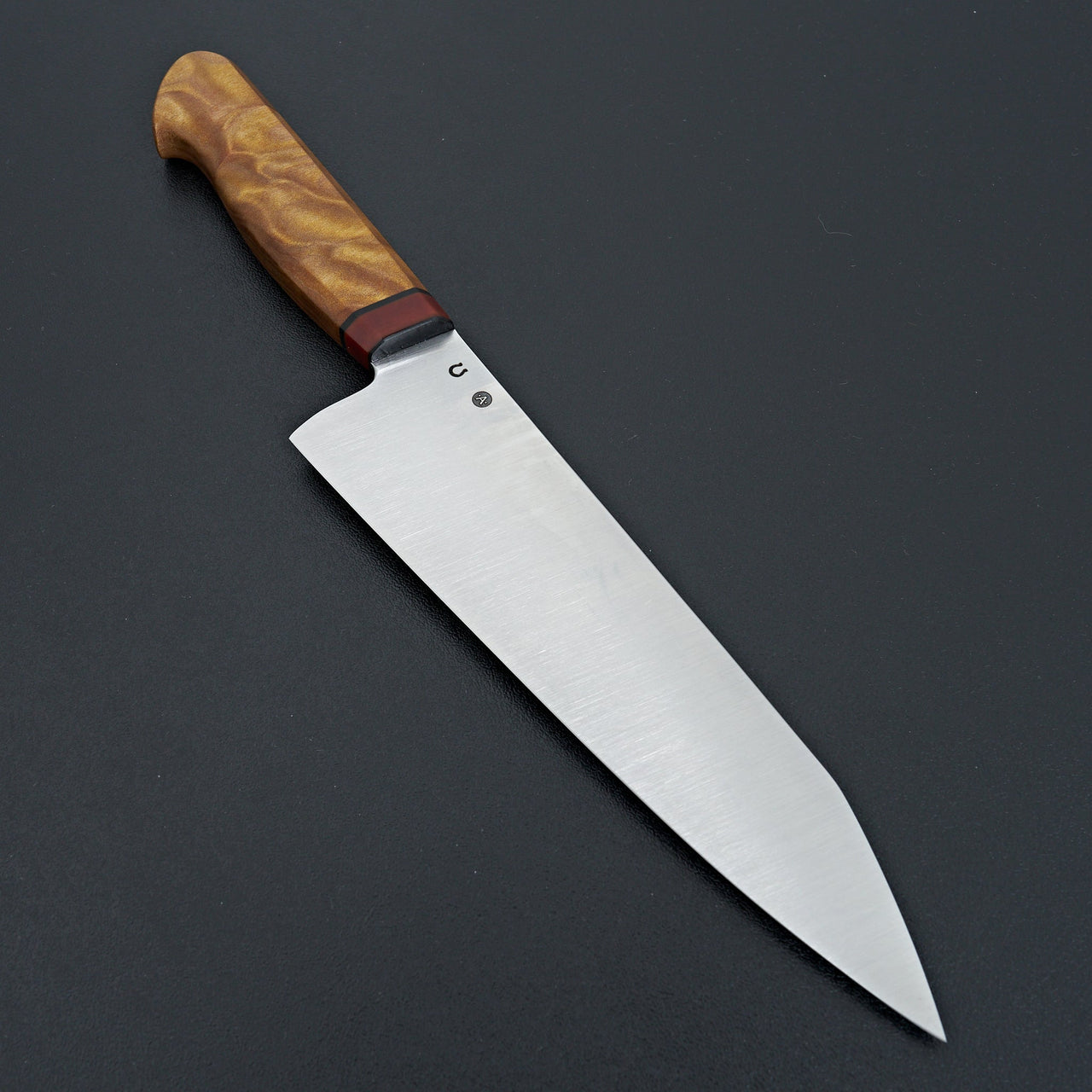 Acre Forge 7.75" Kiritsuke Yellow & Orange Dyed Maple by Ryan-Knife-Acre Forge-Carbon Knife Co