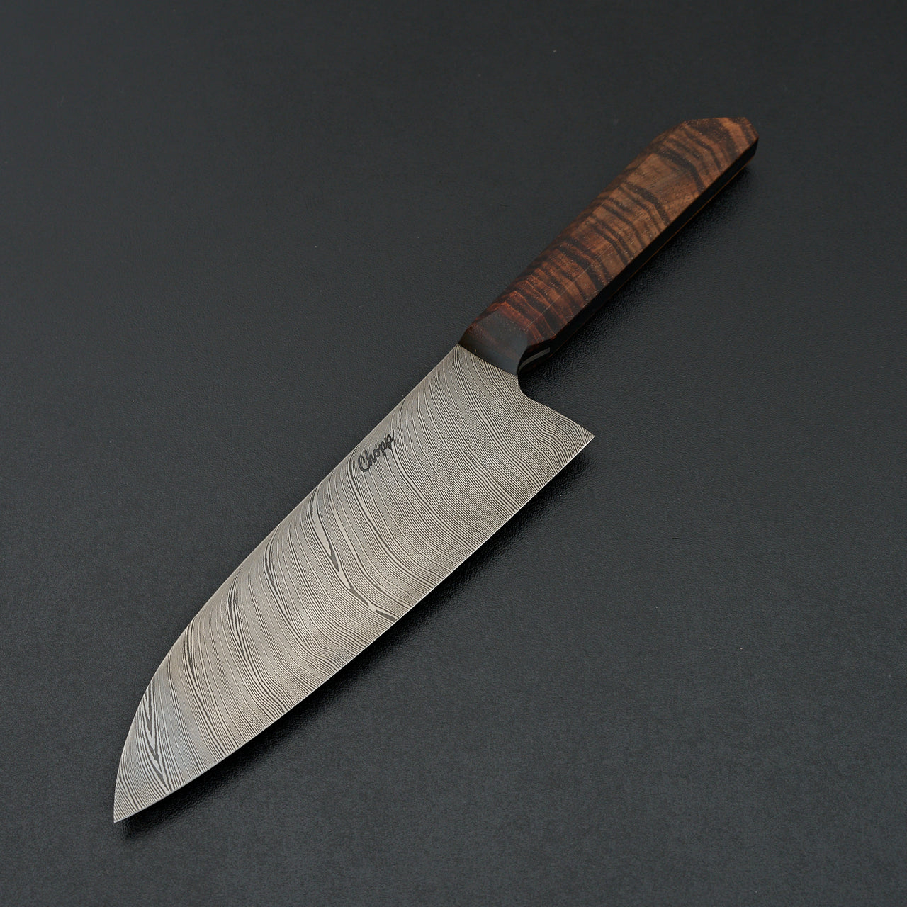 Acre Forge 180mm Damascus Koa Santoku by Jamison Chopp
