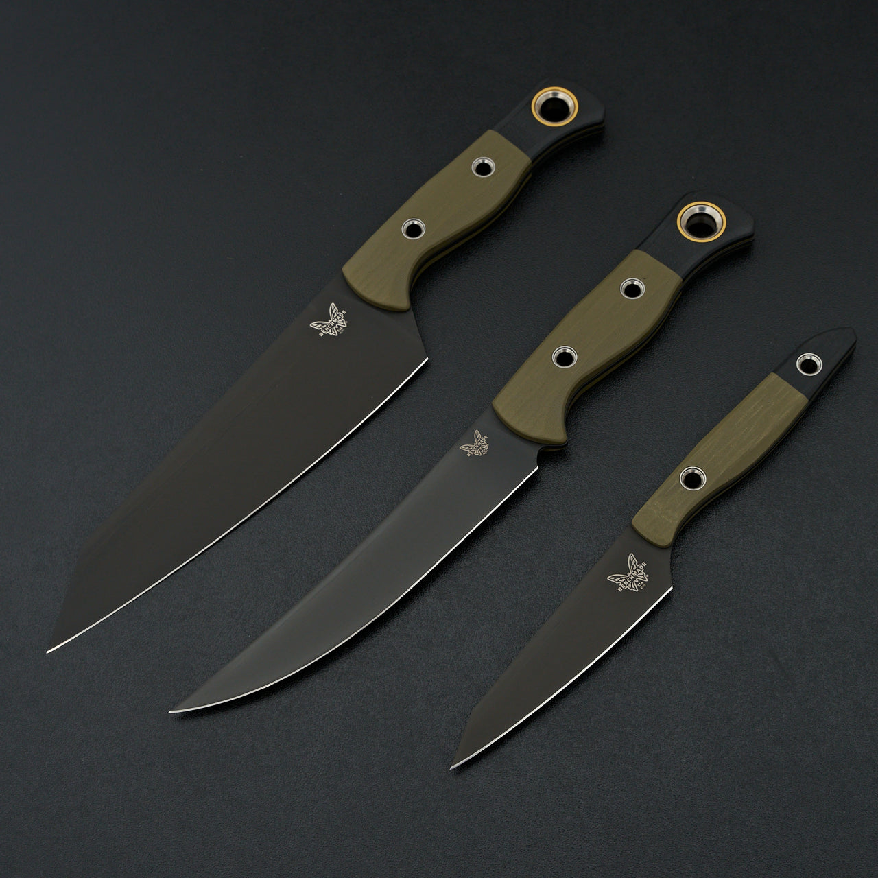 Benchmade 3 Piece Set Kitchen Knives OD Green G10