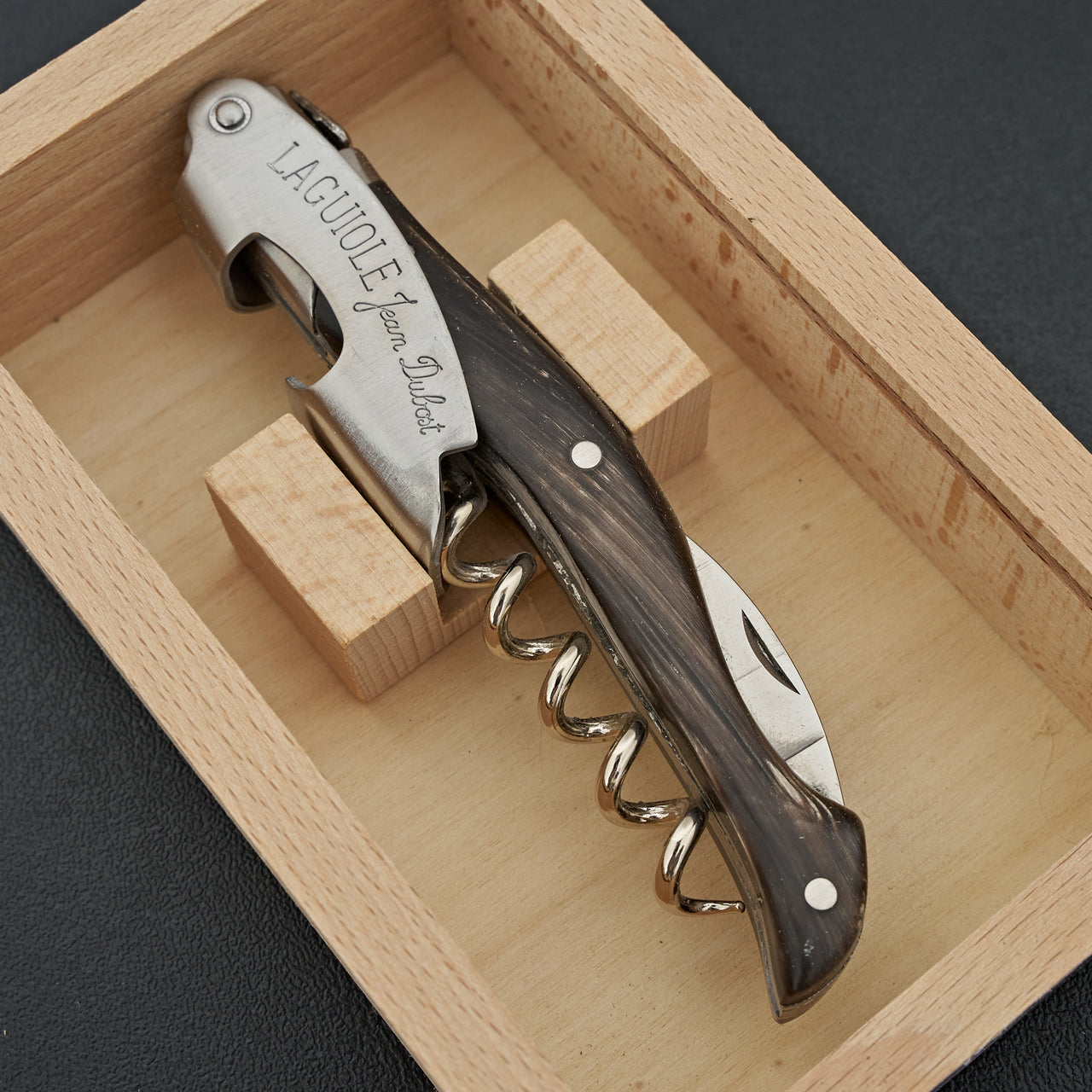 Laguiole Jean Dubost Wine Opener, Dark Horn Handle