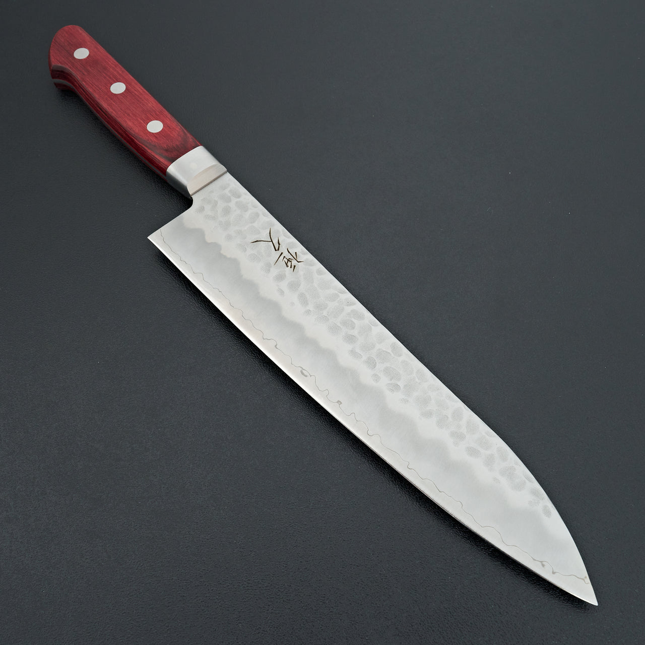 Tsunehisa AUS8 Western Tsuchime Gyuto 210mm Red Handle