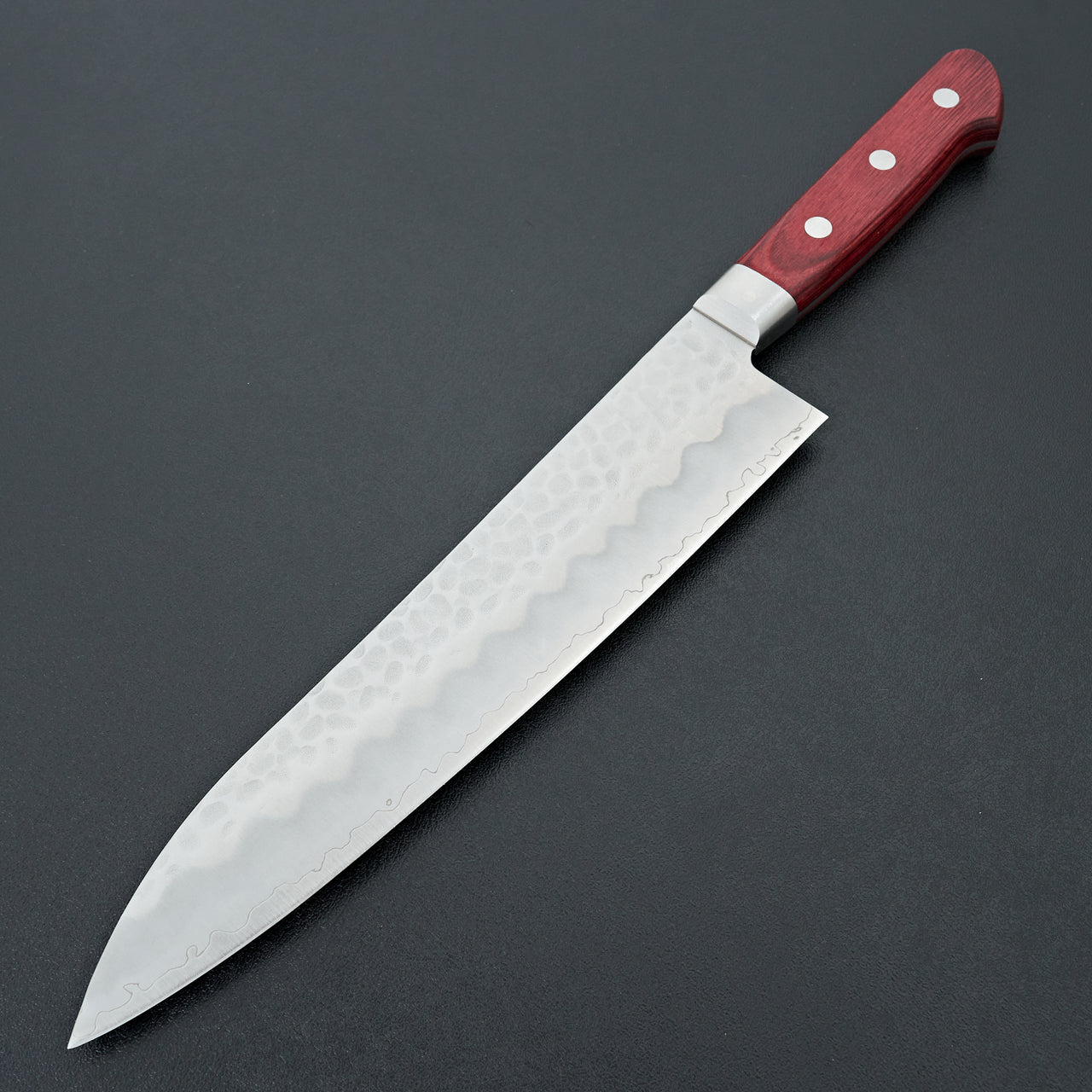 Tsunehisa AUS8 Western Tsuchime Gyuto 210mm Red Handle