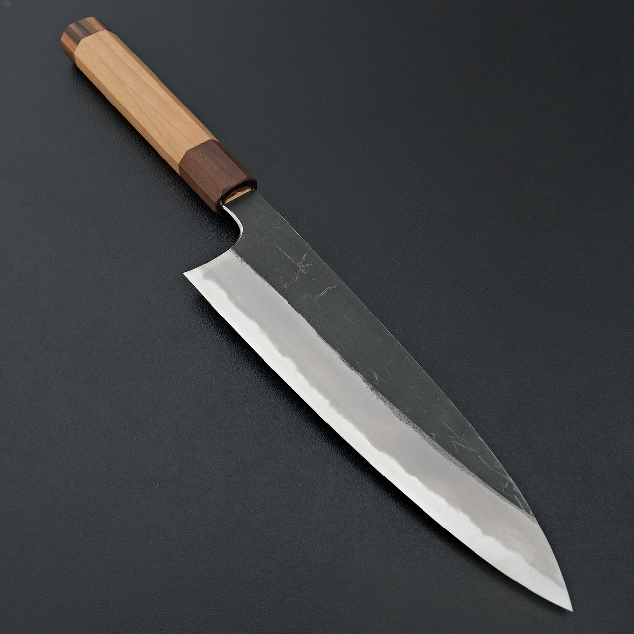 Hitohira Togashi Blue #2 Kurouchi Gyuto 210mm Cherry Wood Handle (Ebony End)