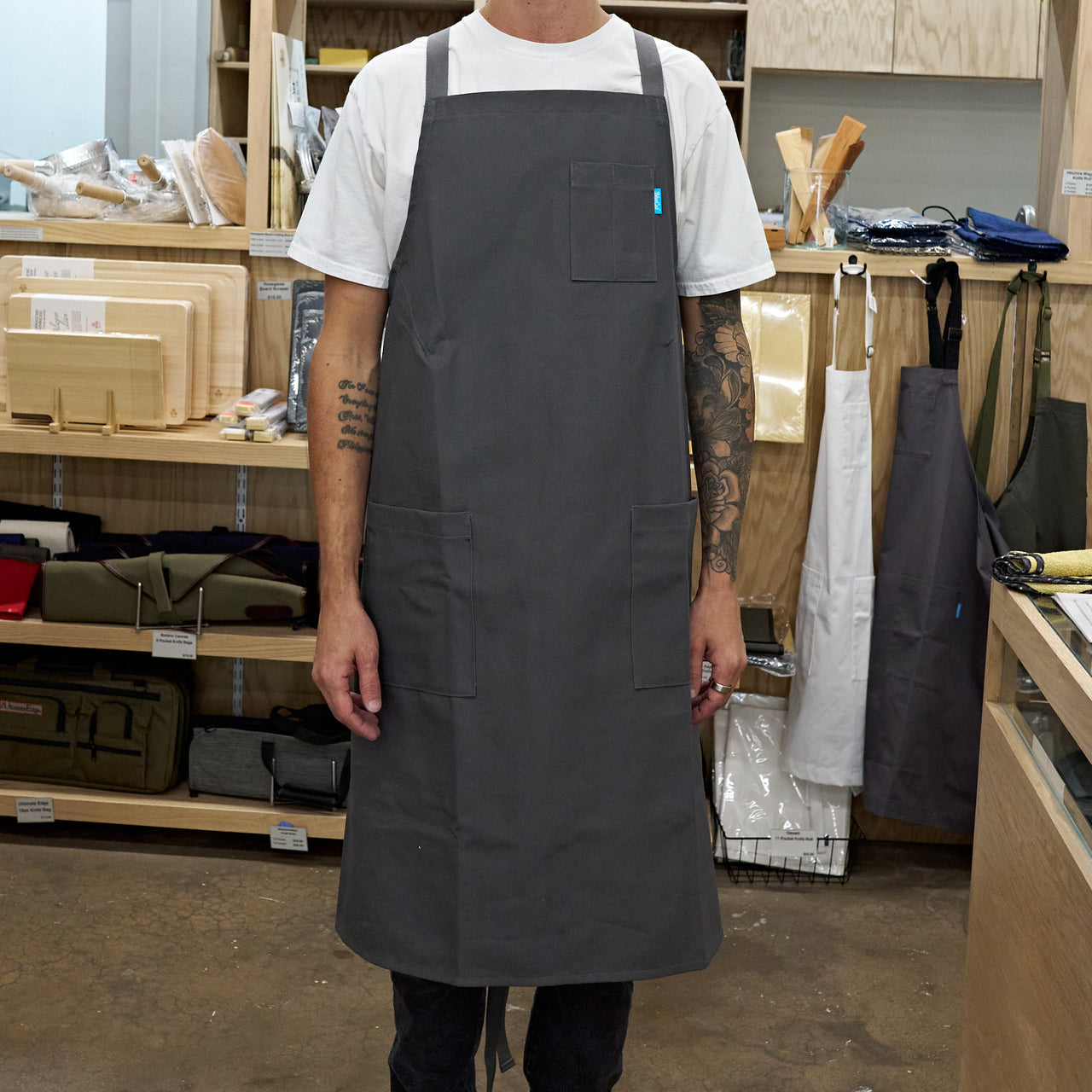 BlueCut Apron El Jefe Crossback Canvas Gray