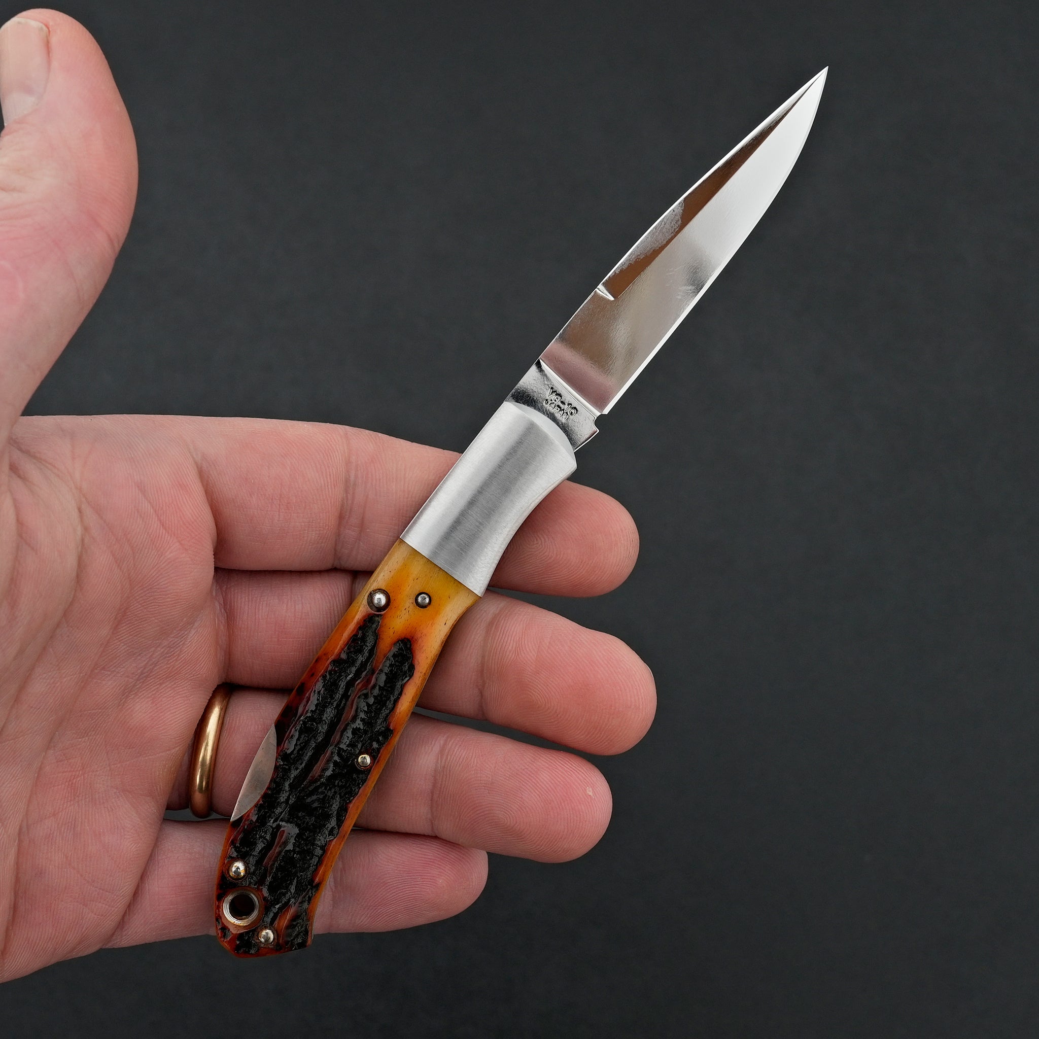 MOKI Kronos Folding Knife Stag Bone Handle (Medium)