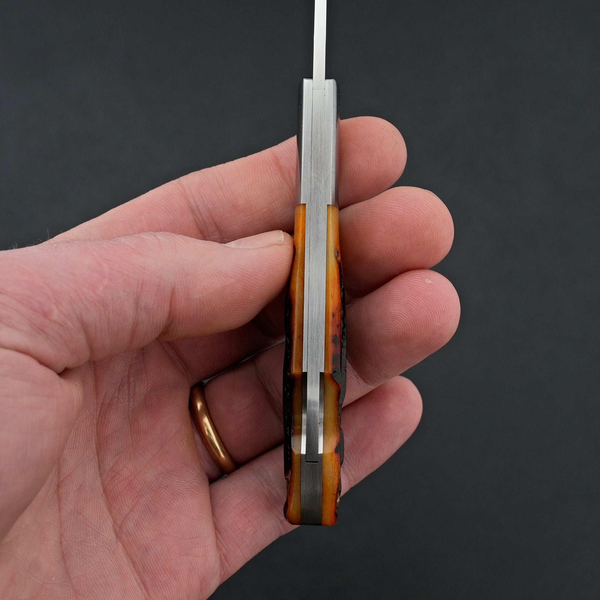 ヒノキ MOKI Kronos Folding Knife Stag Bone Handle (Medium)