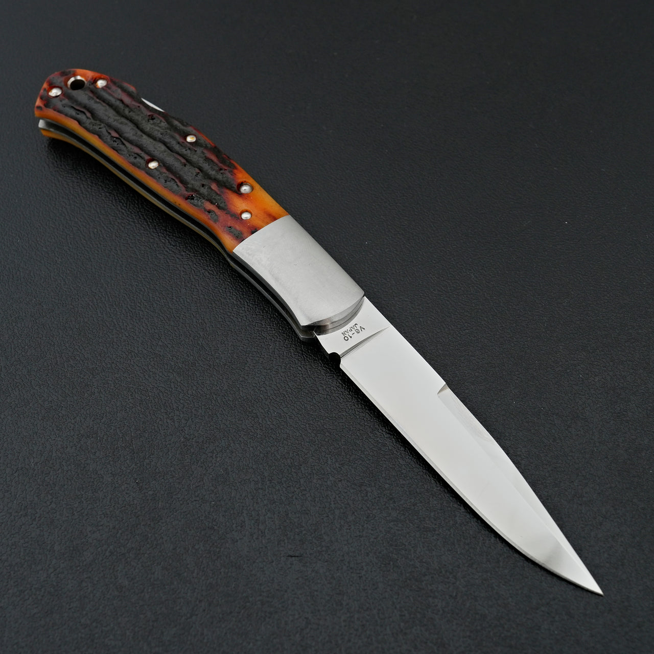 MOKI Kronos Folding Knife Stag Bone Handle (Large)
