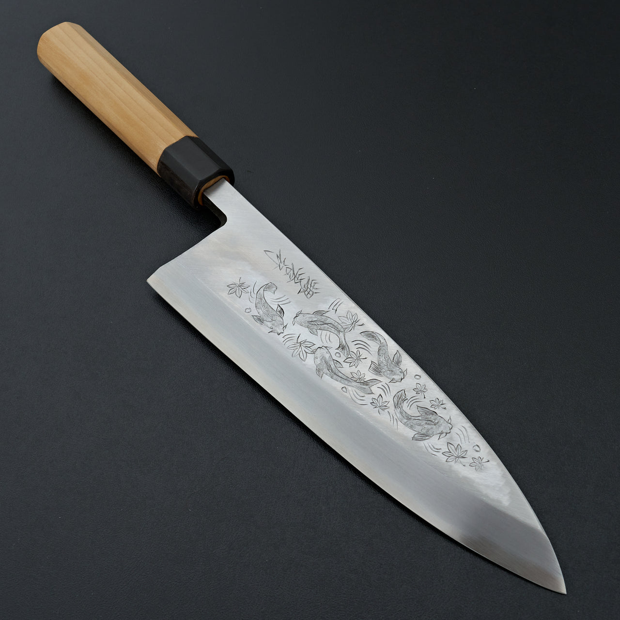Sakai Takayuki Michiko Kubota Engraved "Koi Autumn Night" Kasumitogi Deba 225mm
