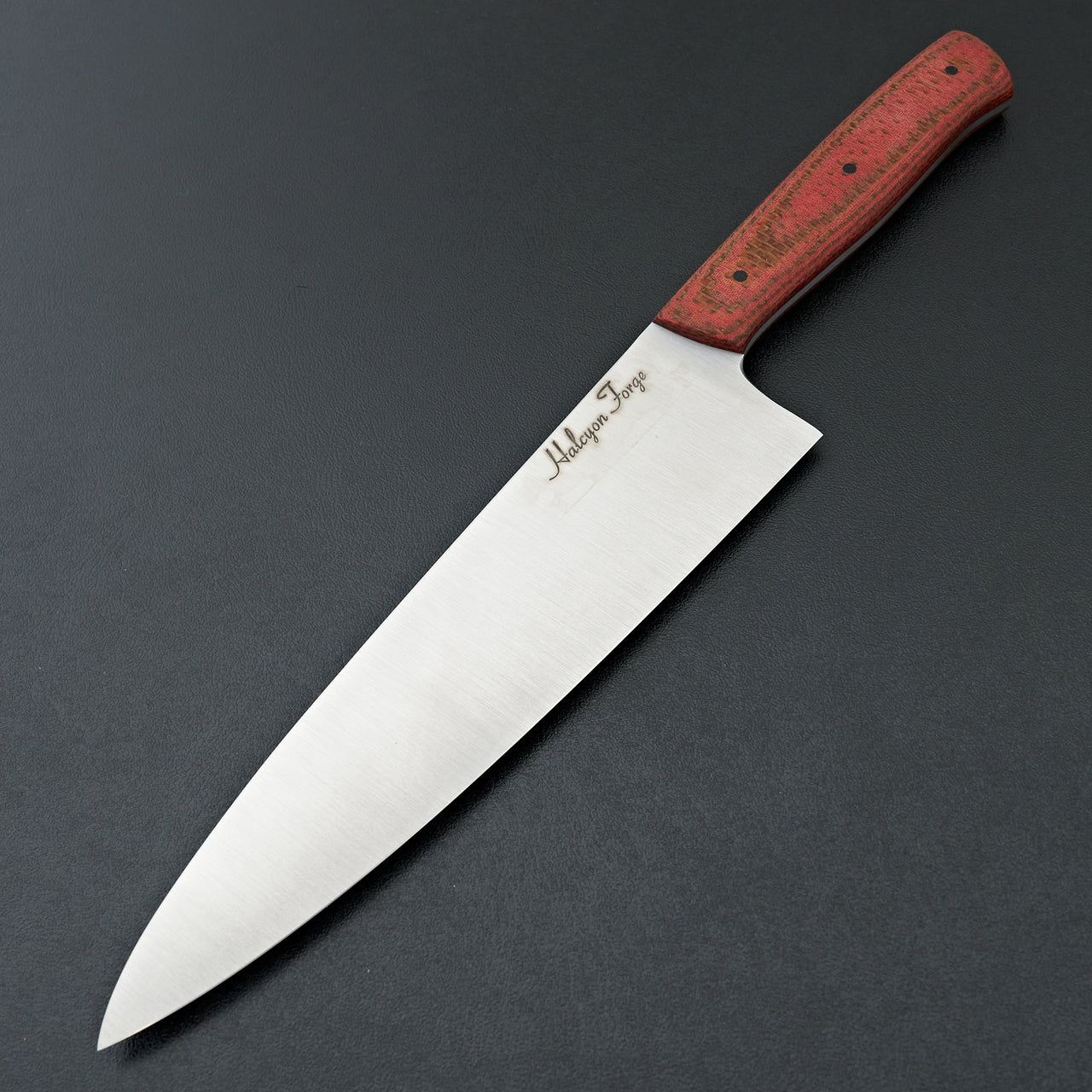 Halcyon Forge Procut Full Tang Chef 7.5" Red & Brown Micarta