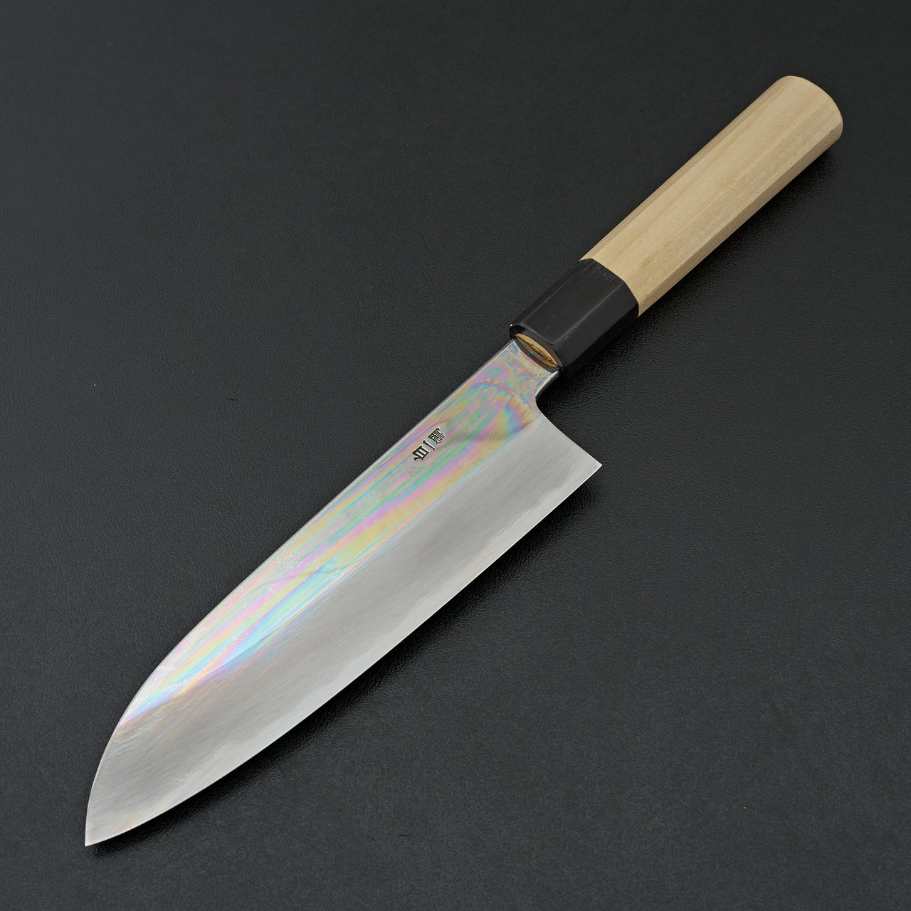 Sakai Kikumori Nakagawa White 1 Stainless Clad Mirror Santoku 180mm