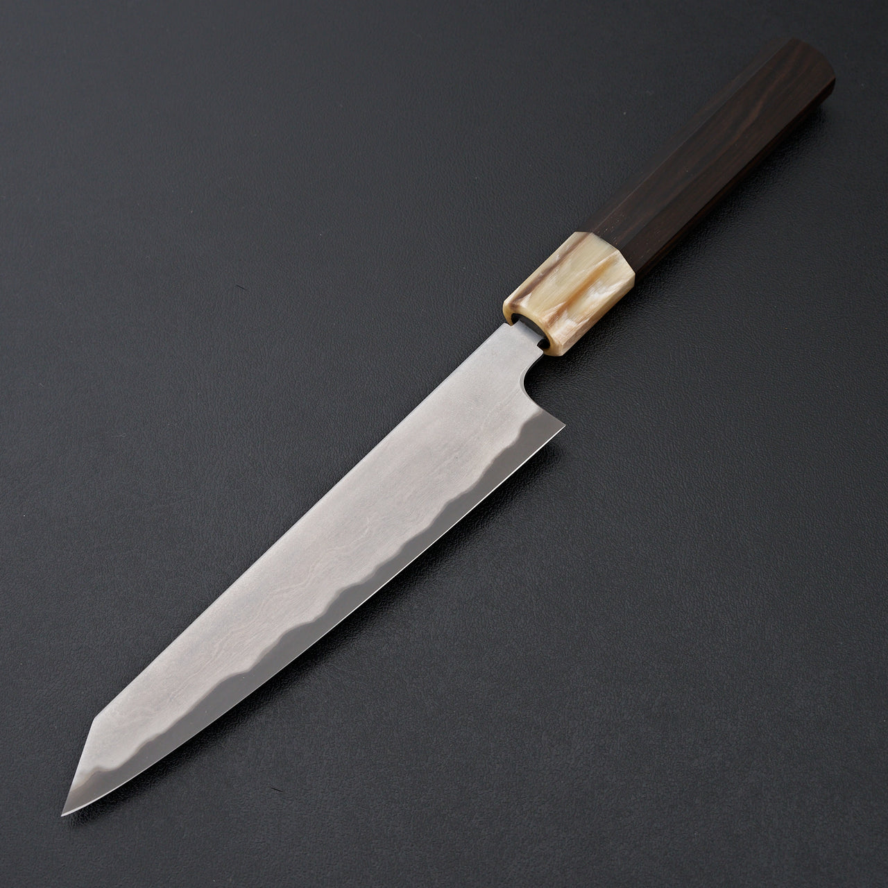 Tetsujin Blue #2 Metal Flow Kiritsuke Petty 165mm Taihei Makassar Ebony Handle