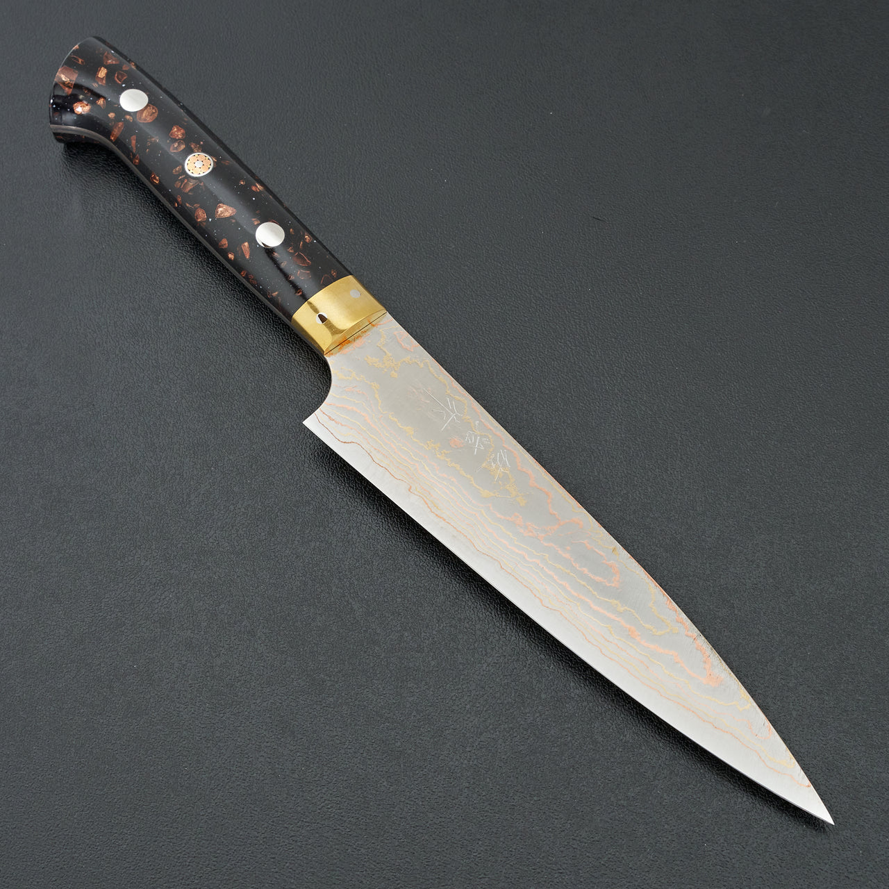 Saji Blue #2 Rainbow Damascus Corian Petty 150mm