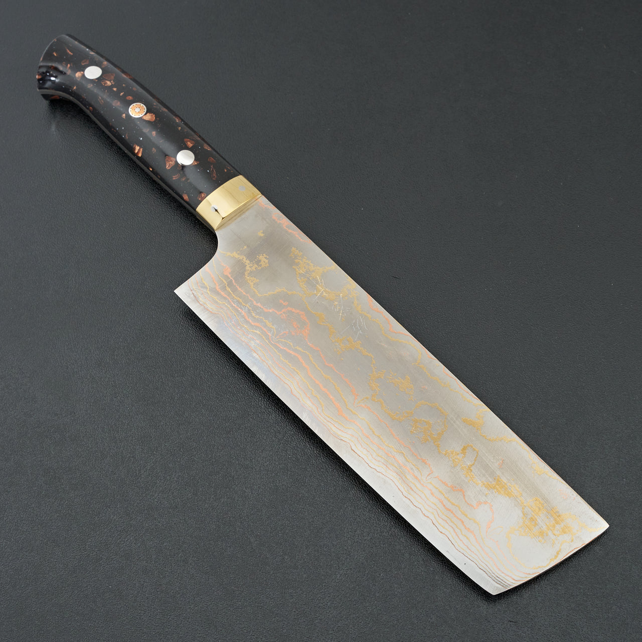 Saji Blue #2 Rainbow Damascus Corian Nakiri 170mm
