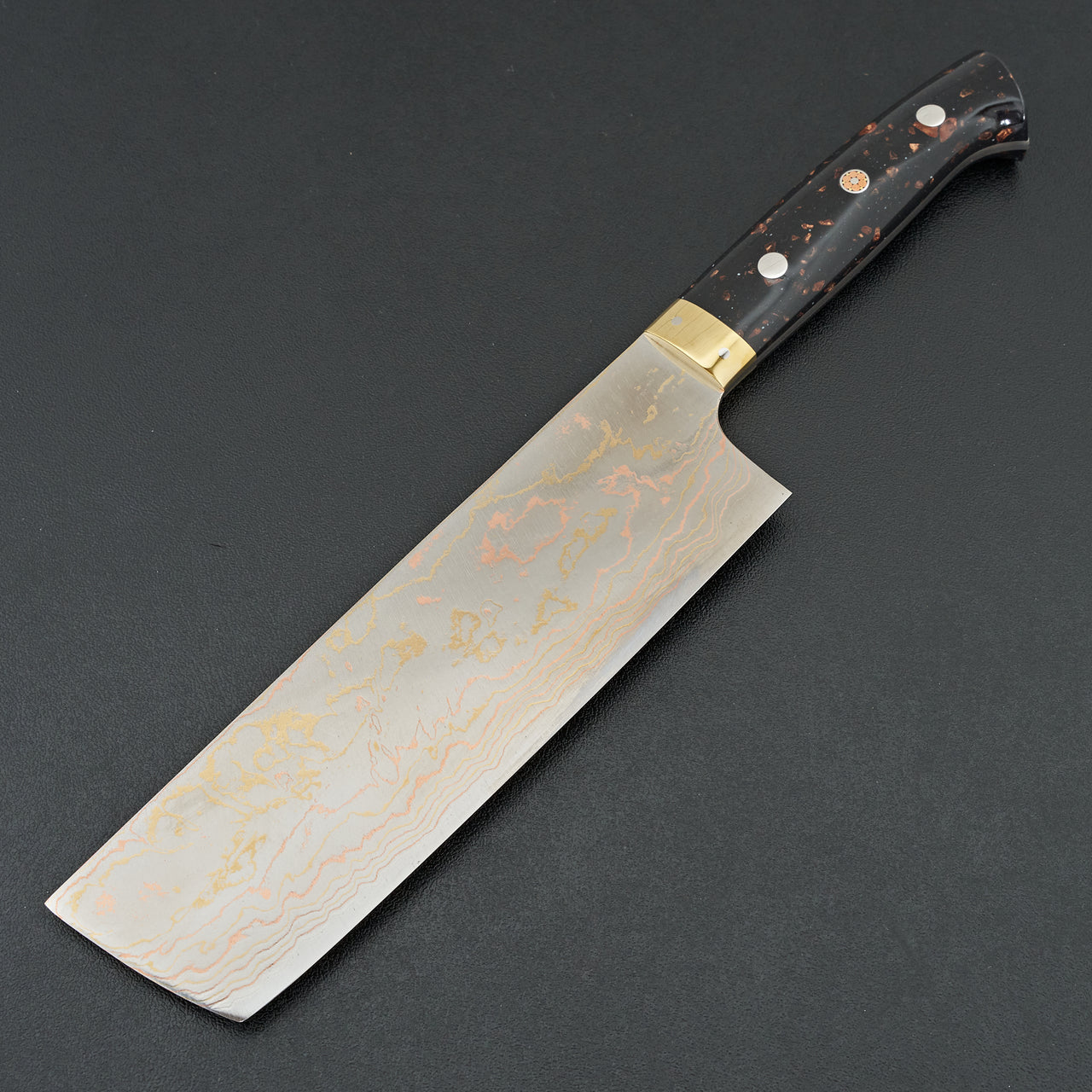 Saji Blue #2 Rainbow Damascus Corian Nakiri 170mm