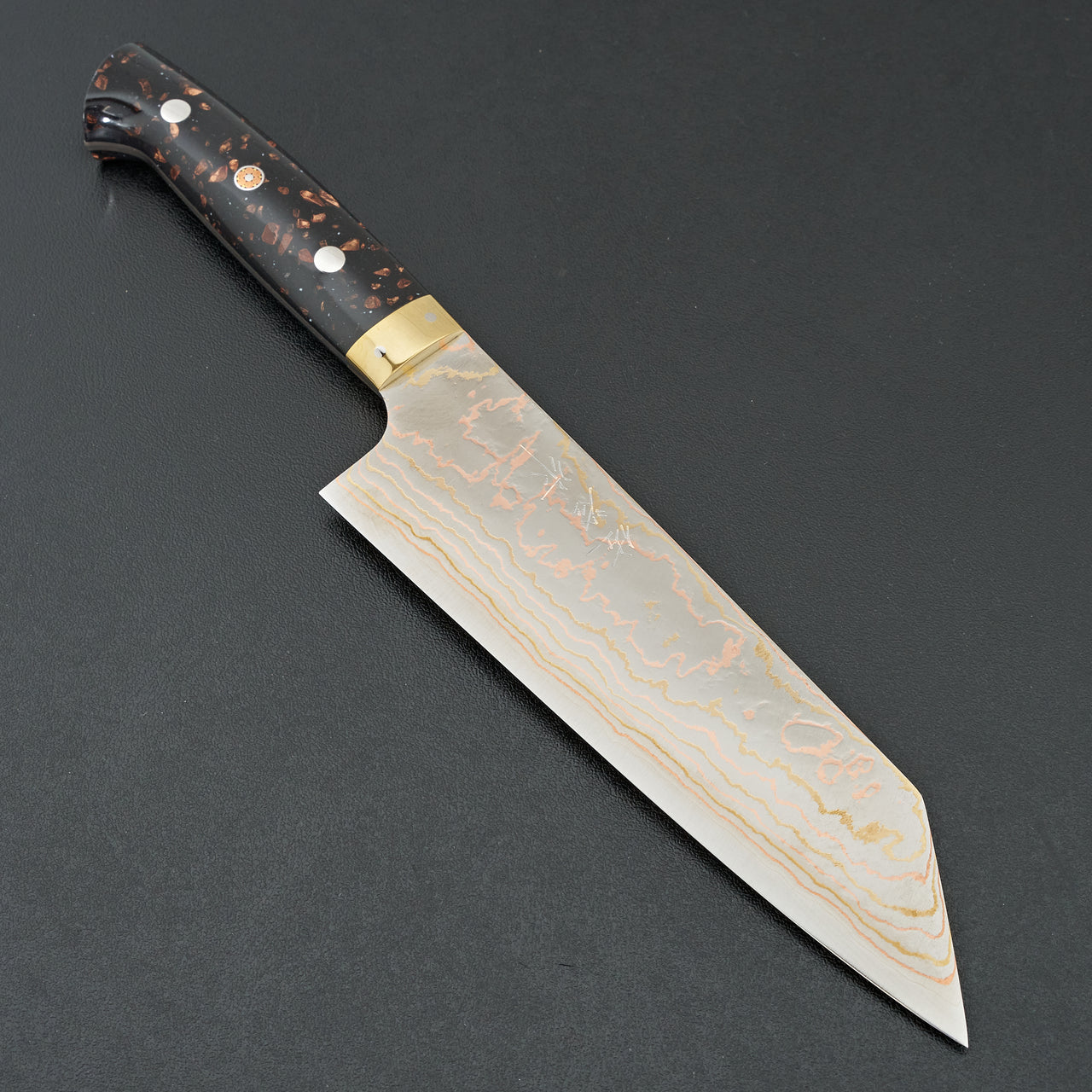 Saji Blue #2 Rainbow Damascus Corian Bunka 180mm