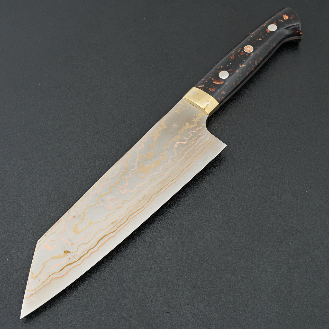 Saji Blue #2 Rainbow Damascus Corian Bunka 180mm