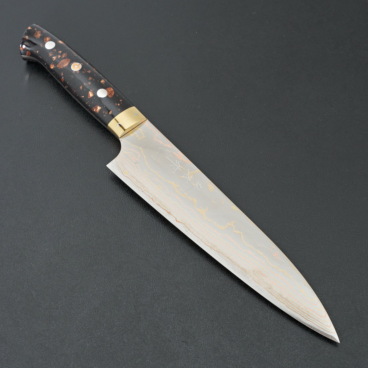 Saji Blue #2 Rainbow Damascus Corian Gyuto 180mm