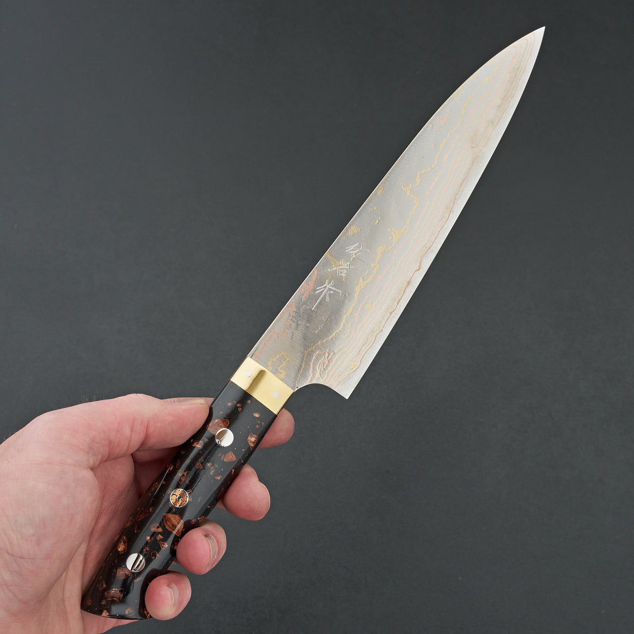 Saji Blue #2 Rainbow Damascus Corian Gyuto 180mm