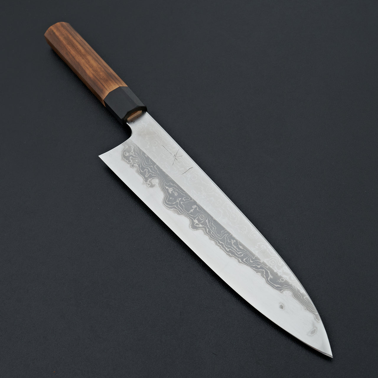 Hitohira Togashi White #1 Damascus Gyuto 240mm Burnt Yakusugi Handle