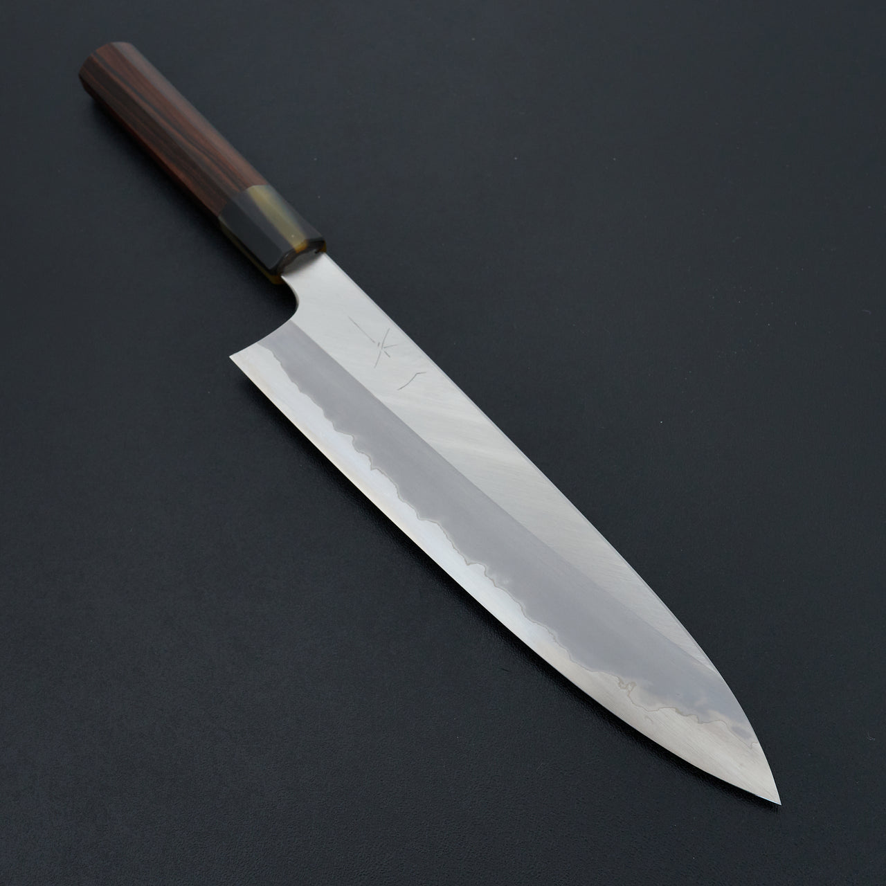 Hitohira Togashi Blue #1 Stainless Clad Gyuto 240mm Taihei Makassar Ebony Handle