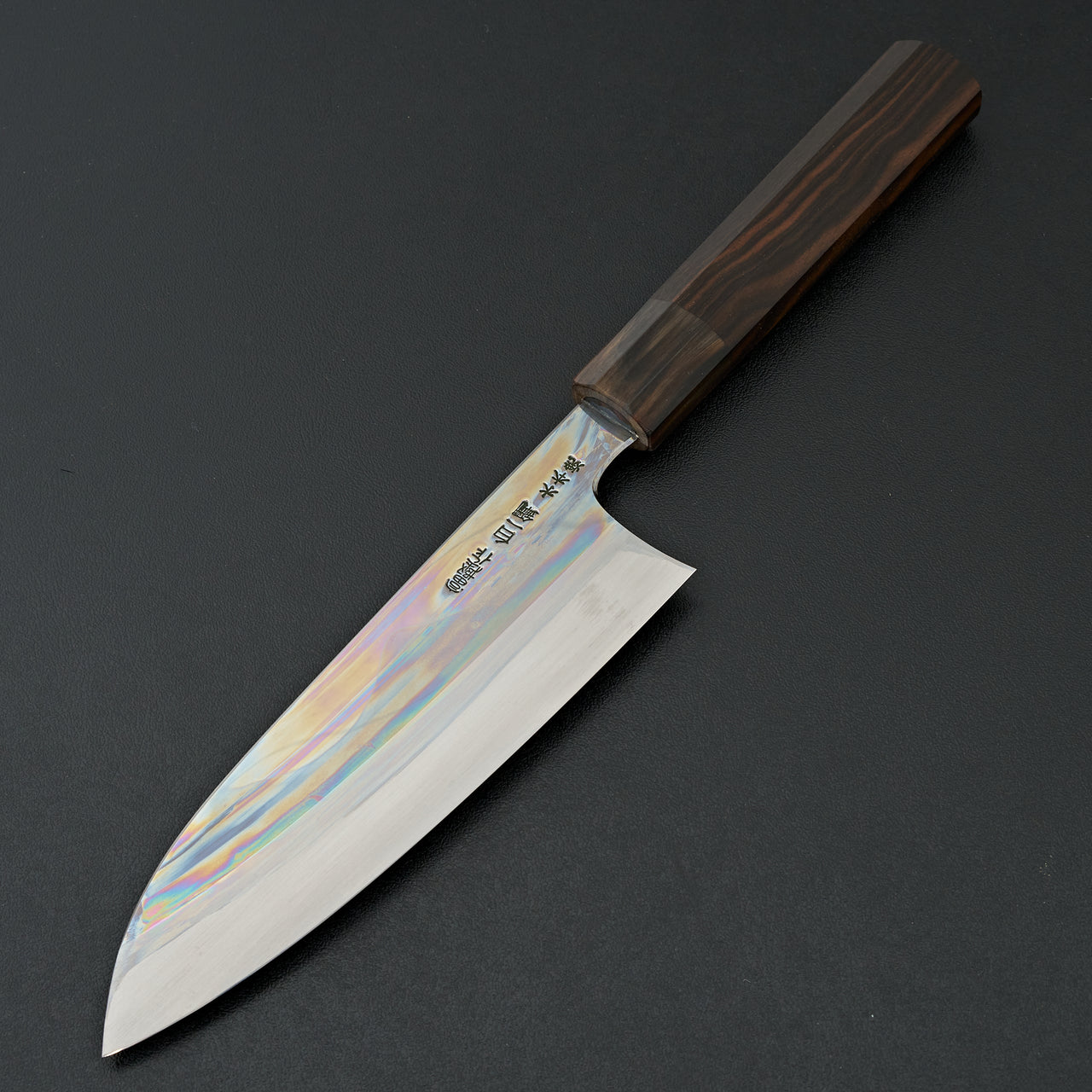 Hitohira Togashi White #1 Fuji Mizu Honyaki Santoku 180mm Taihei Makassar Ebony Handle (#149/ Saya)