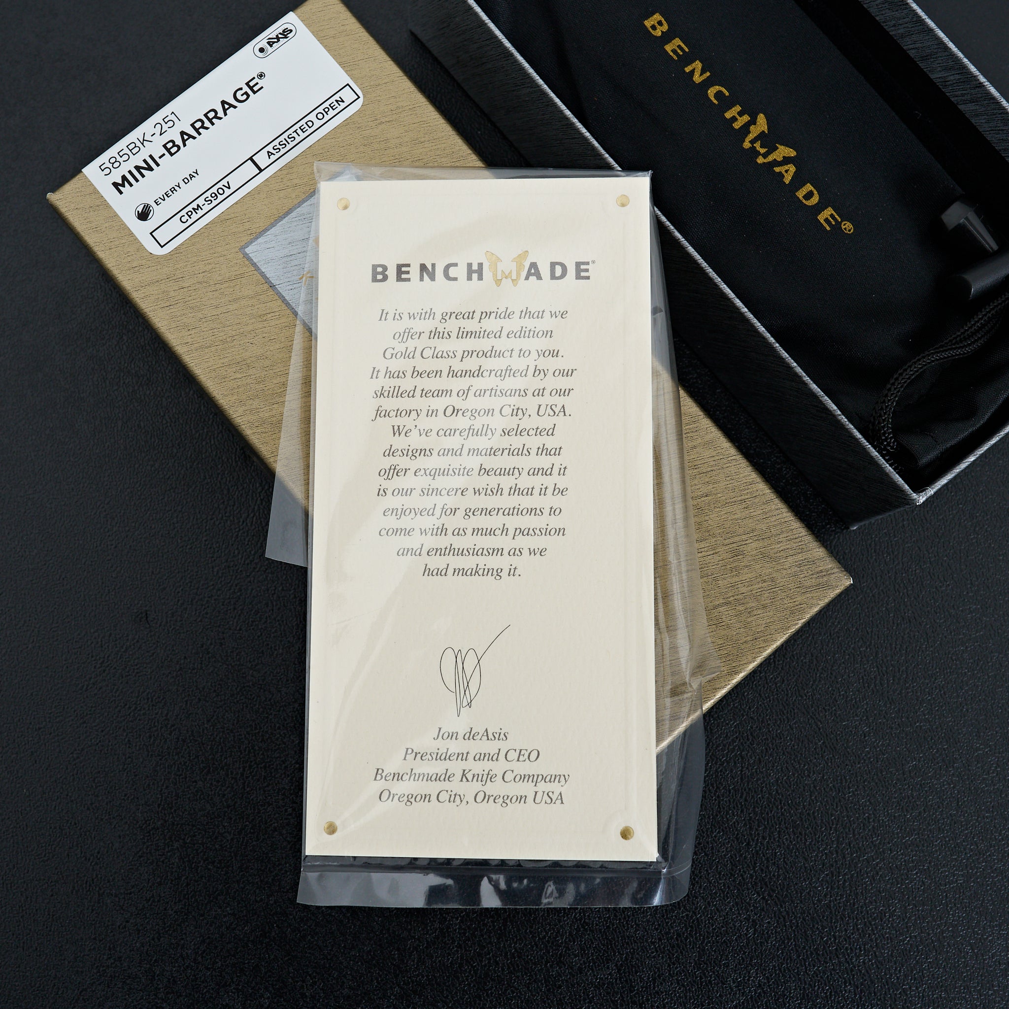 Benchmade Limited Edition Gold Class Mini Barrage Purple Haze