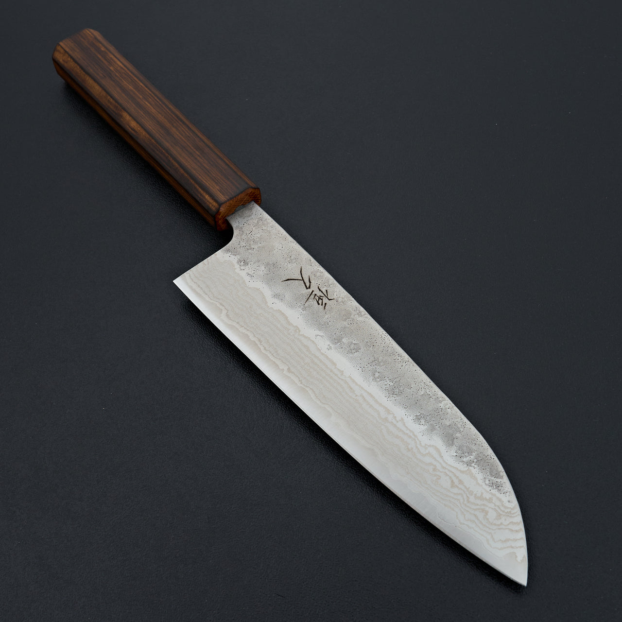 Tsunehisa 440c Damascus Nashiji Santoku 165mm