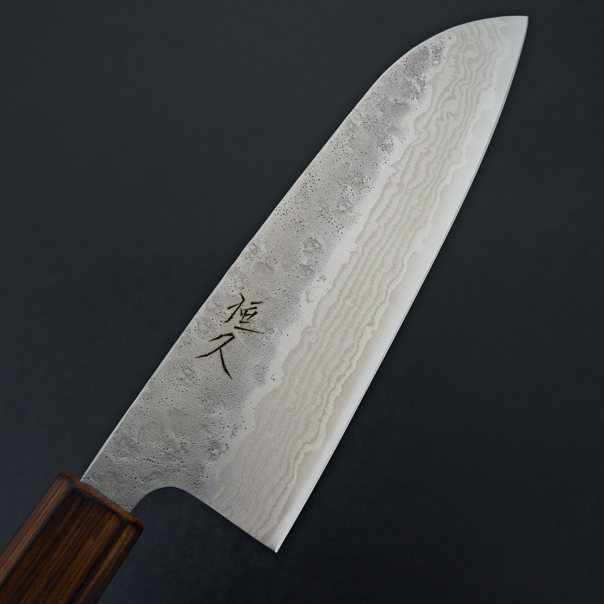 Tsunehisa 440c Damascus Nashiji Santoku 165mm