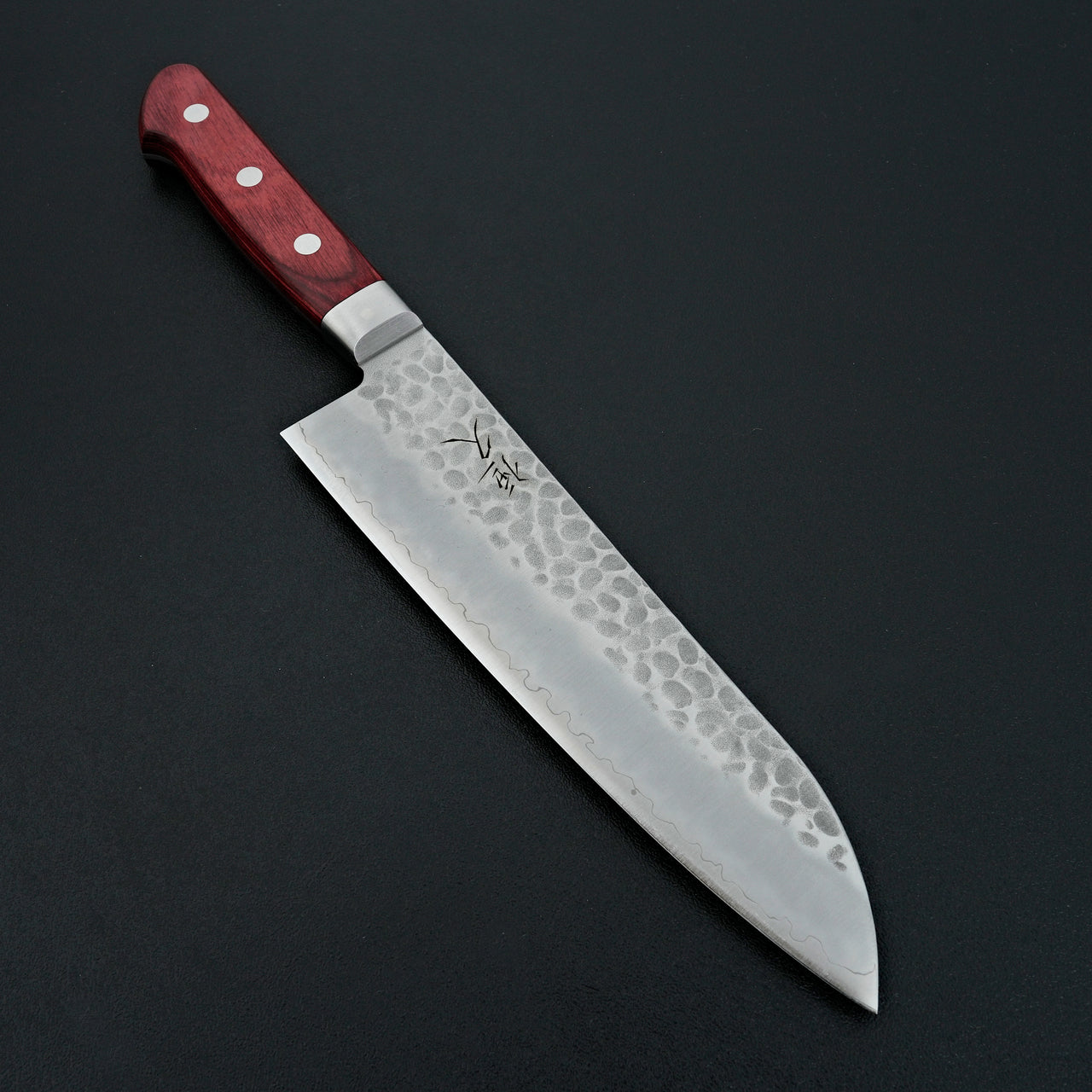 Tsunehisa AUS8 Western Tsuchime Santoku 180mm Red Handle