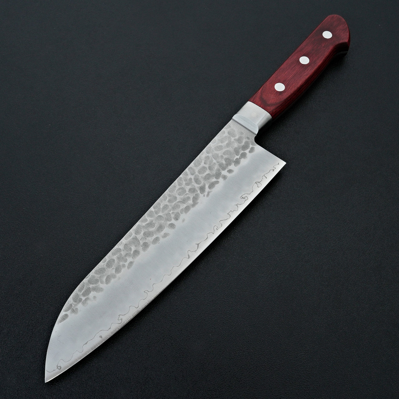 Tsunehisa AUS8 Western Tsuchime Santoku 180mm Red Handle