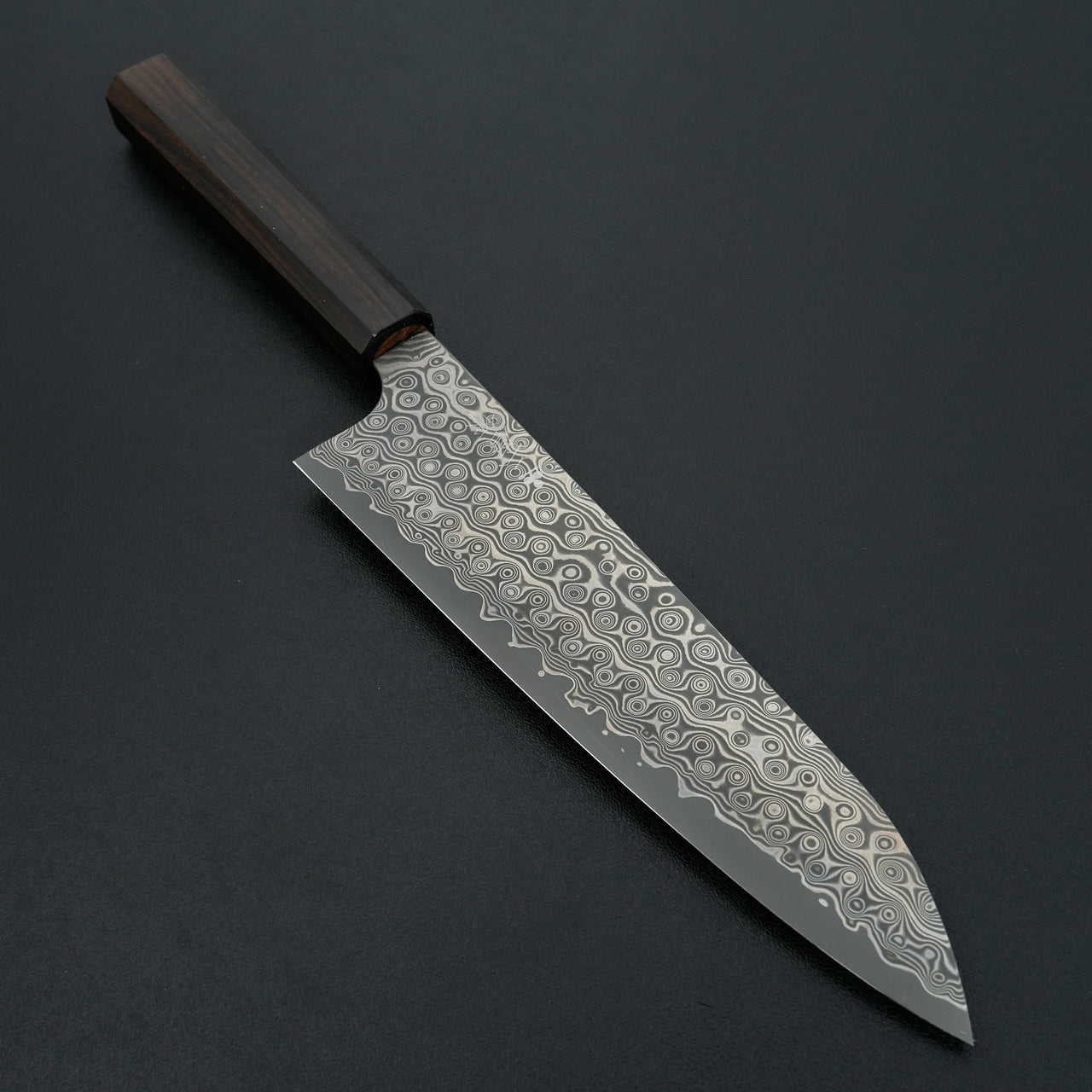 Nigara Hamono Anmon SG2 Damascus Gyuto 210mm Mono Ebony Handle