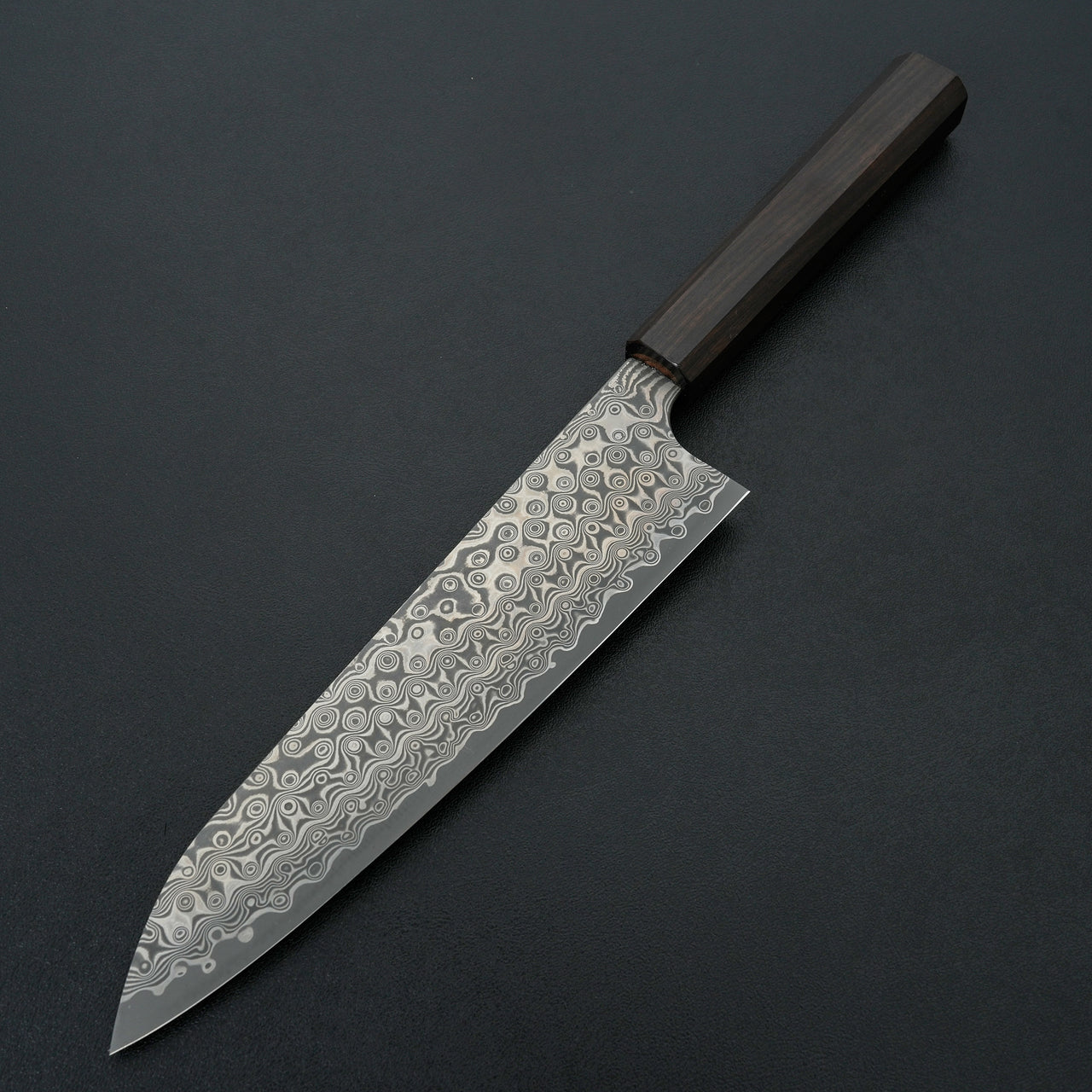 Nigara Hamono Anmon SG2 Damascus Gyuto 210mm Mono Ebony Handle