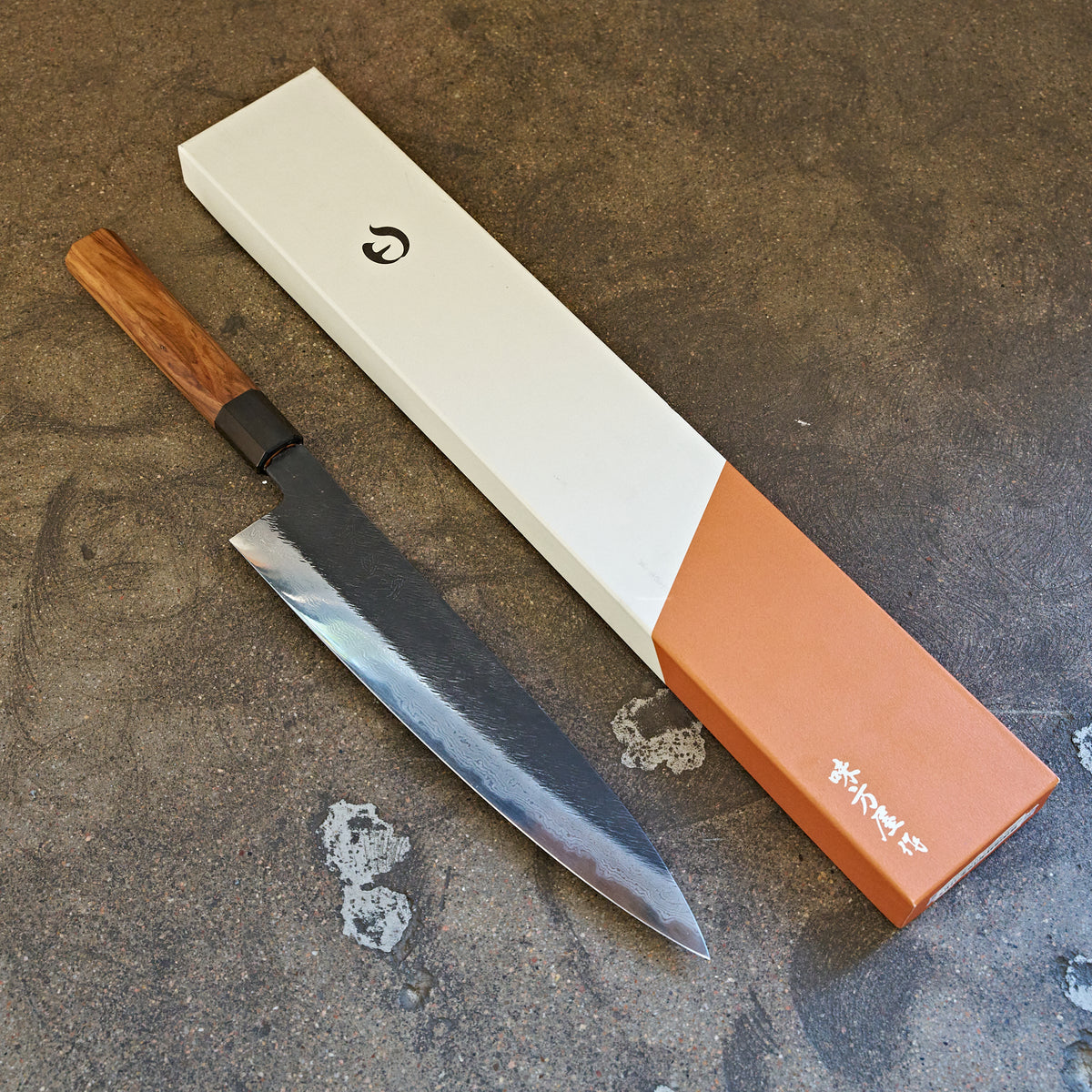 USED Trade In Mutsumi Hinoura White 2 Suminagashi Gyuto 240mm