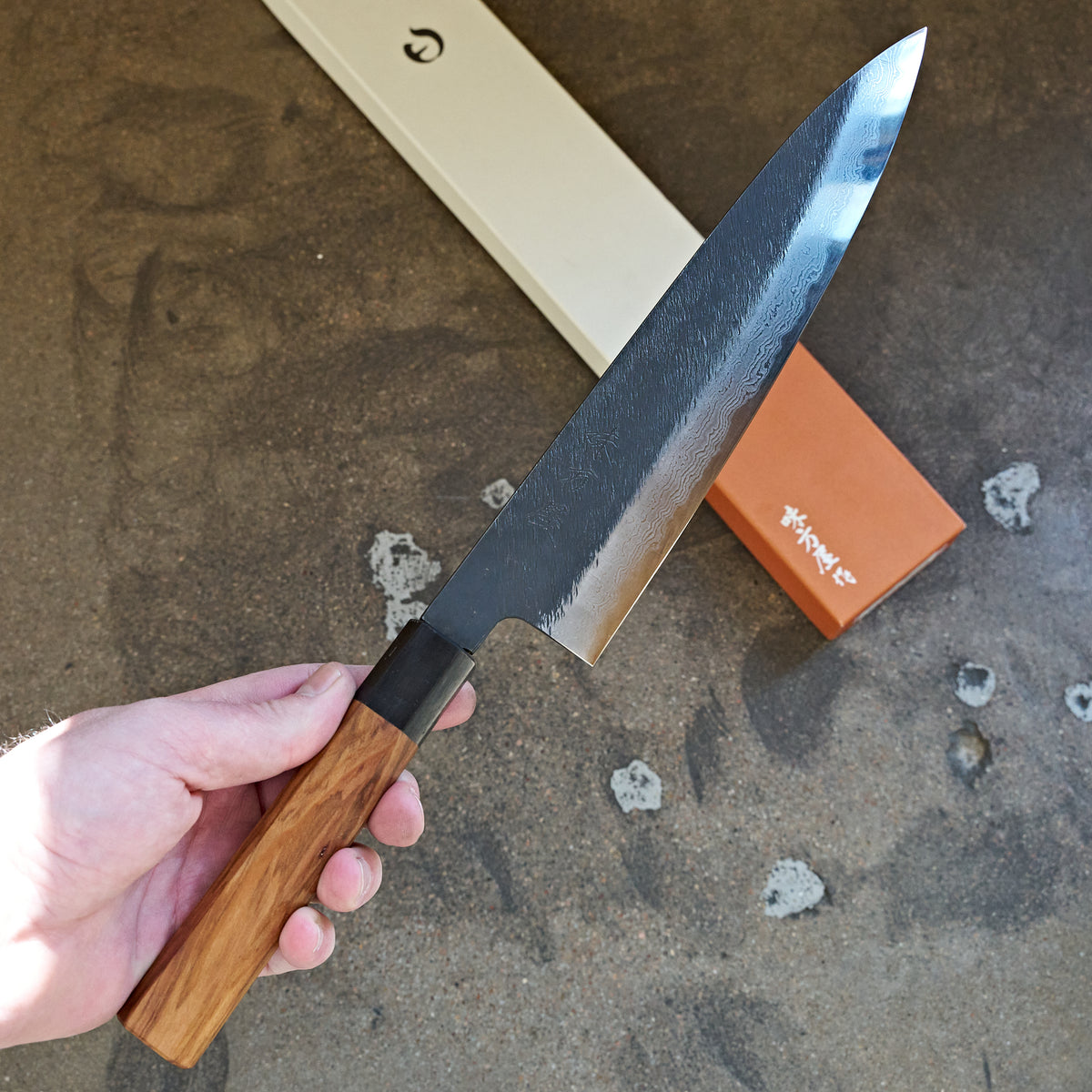 USED Trade In Mutsumi Hinoura White 2 Suminagashi Gyuto 240mm