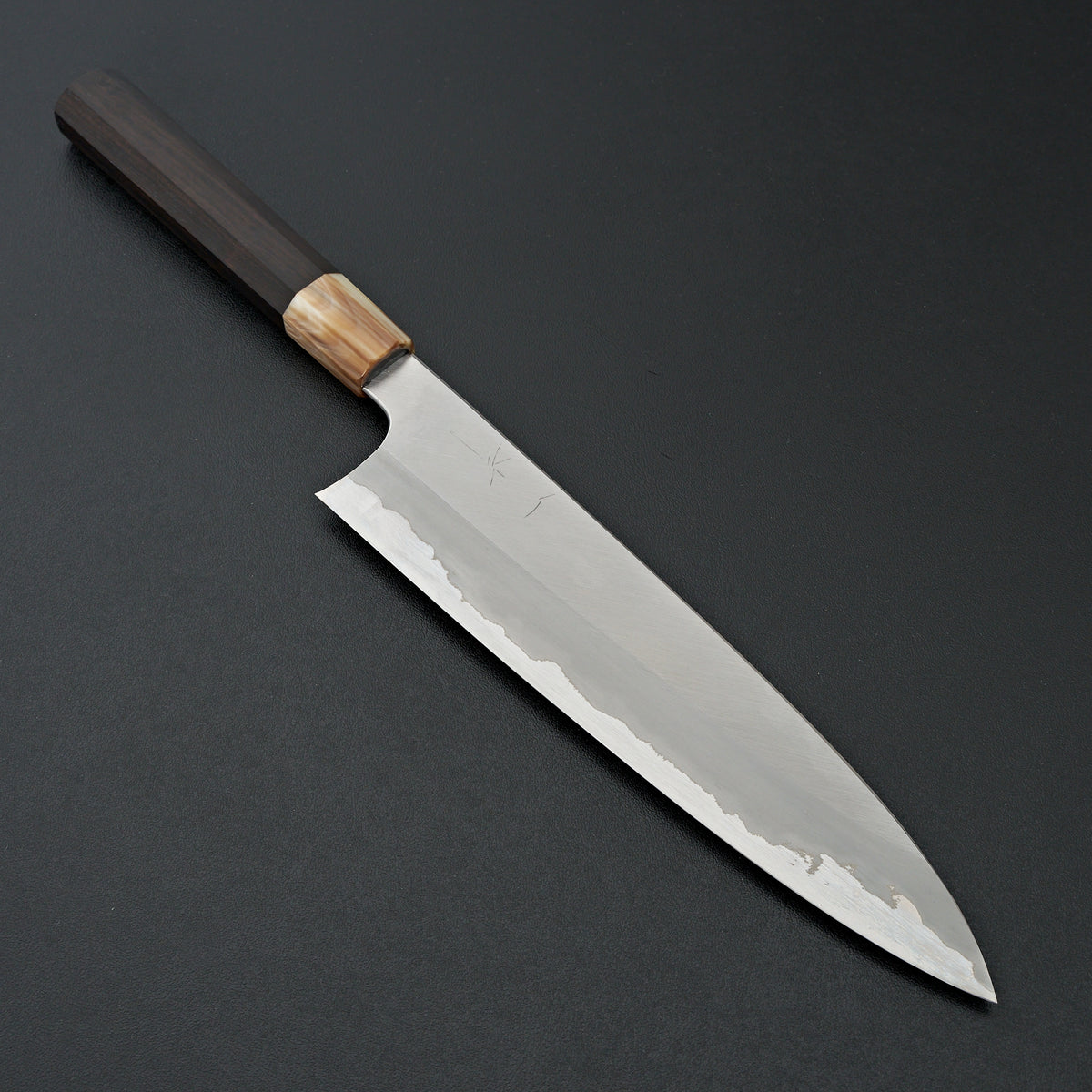 Hitohira Togashi Blue #1 Stainless Clad Migaki Gyuto 240mm Ebony Handle