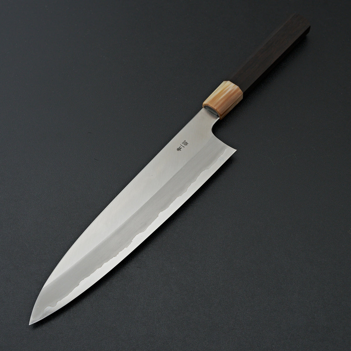 Hitohira Togashi Blue #1 Stainless Clad Migaki Gyuto 240mm Ebony Handle