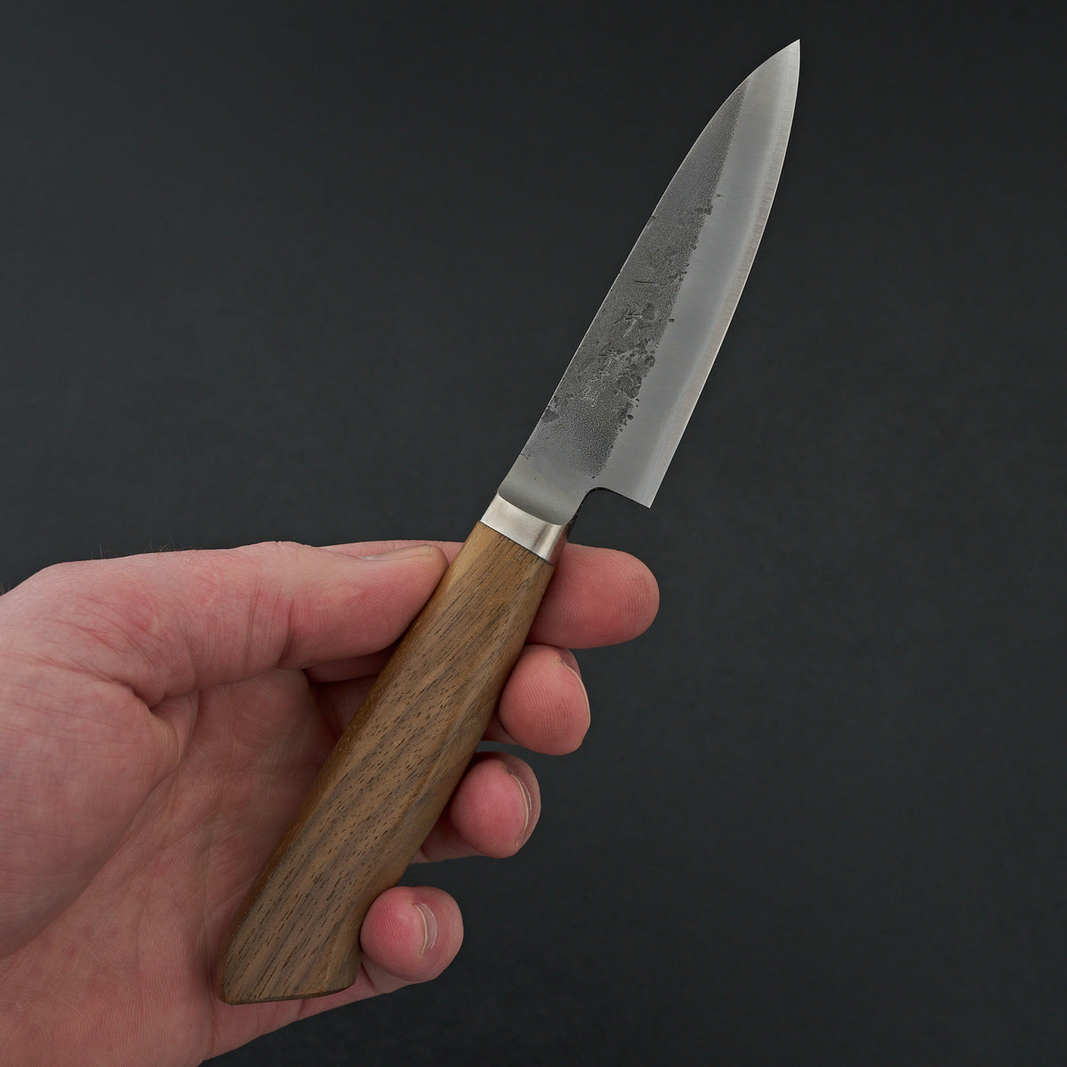 Hitohira TD Blue #2 Stainless Clad Nashiji Yo Paring 90mm Walnut Handle