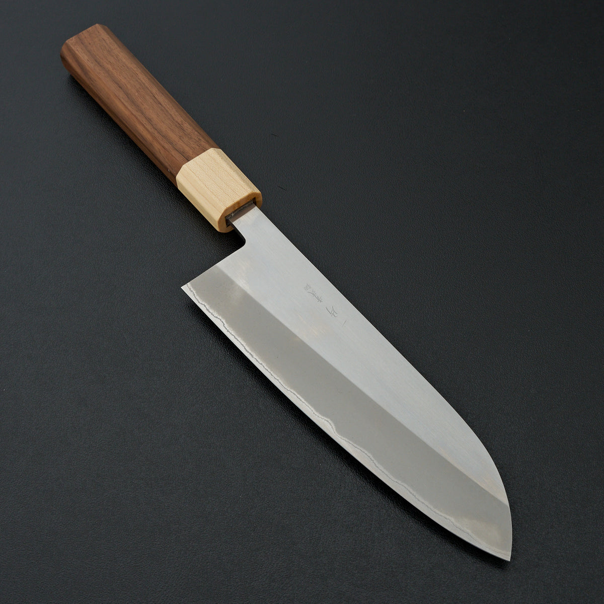 Hitohira TD Blue #2 Stainless Clad Migaki Santoku 165mm Walnut Handle