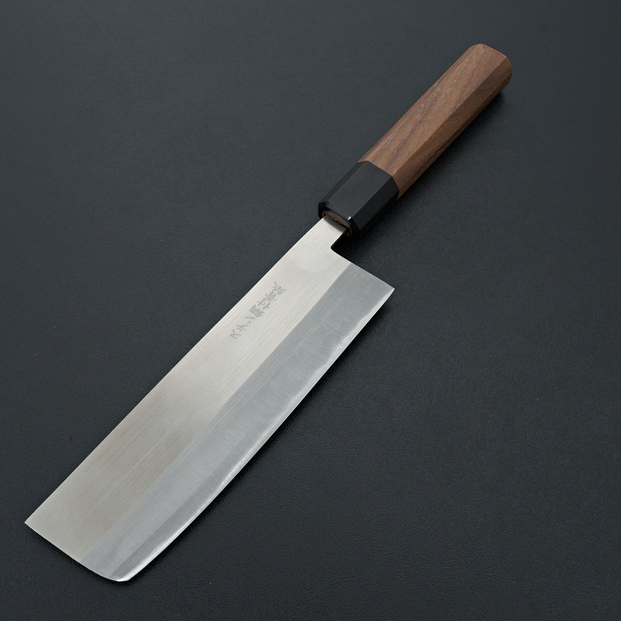 Hitohira Harima Forged Blue #2 Stainless Clad Migaki Nakiri Walnut Handle