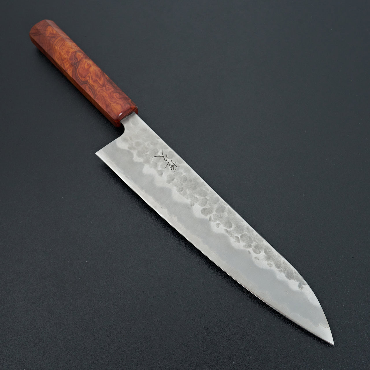 Tsunehisa White #2 Tsuchime Gyuto 210mm Figured Siamese Rosewood