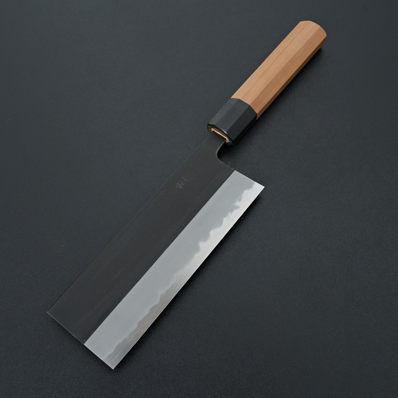 (Limited) Hitohira Tanaka Kyuzo Blue #1 Kurouchi Nakiri 155mm Yakusugi Cedar Handle (Kaku)