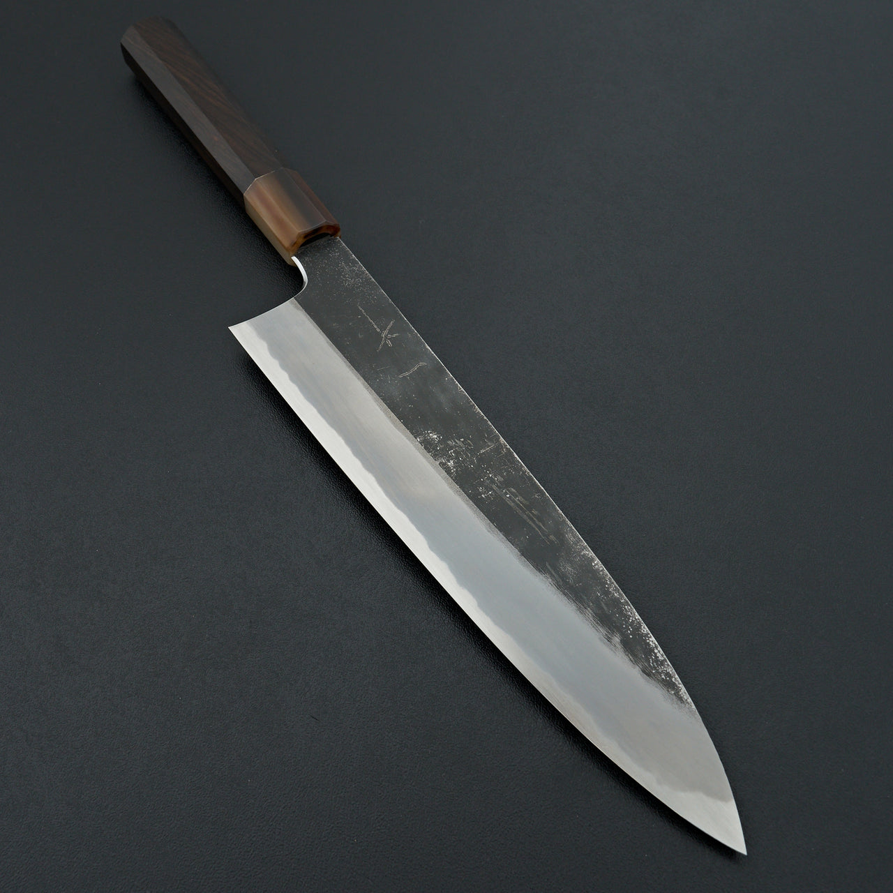 Hitohira Togashi Blue #2 Kurouchi Gyuto 240mm Ebony Handle