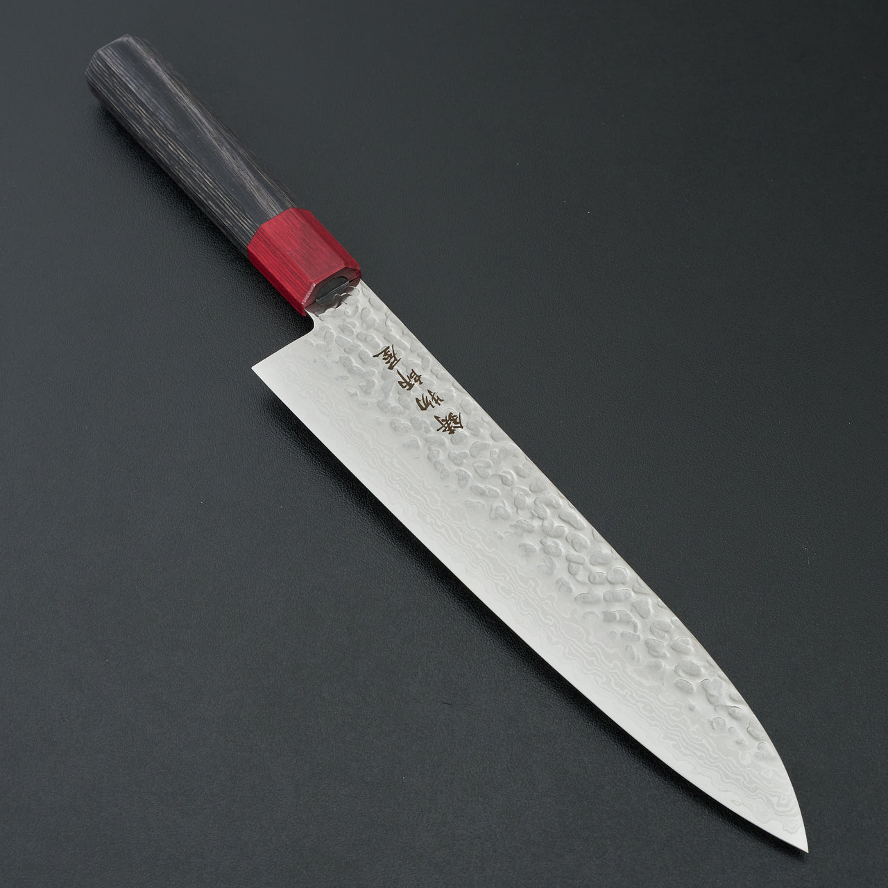 Hitohira Imojiya FW VG10 Tsuchime Damascus Gyuto 210mm Pakka Handle