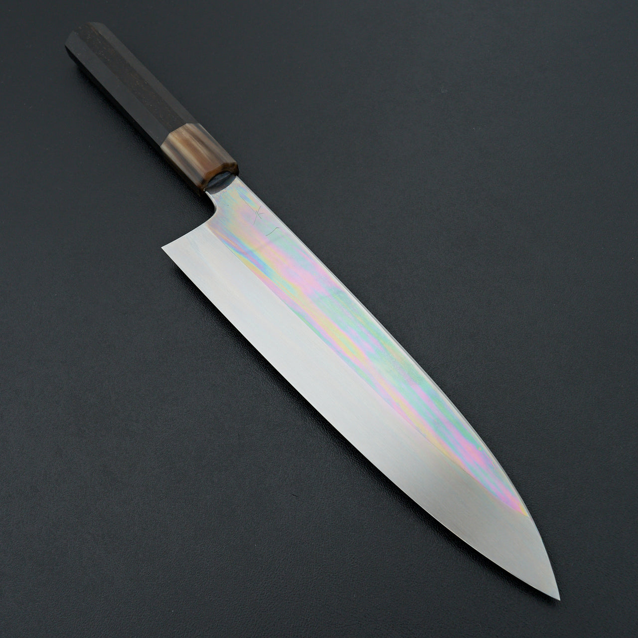 Hitohira Togashi Blue #1 Notaremon Mizu Honyaki Gyuto 240mm Ebony Handle (#114/ Saya)