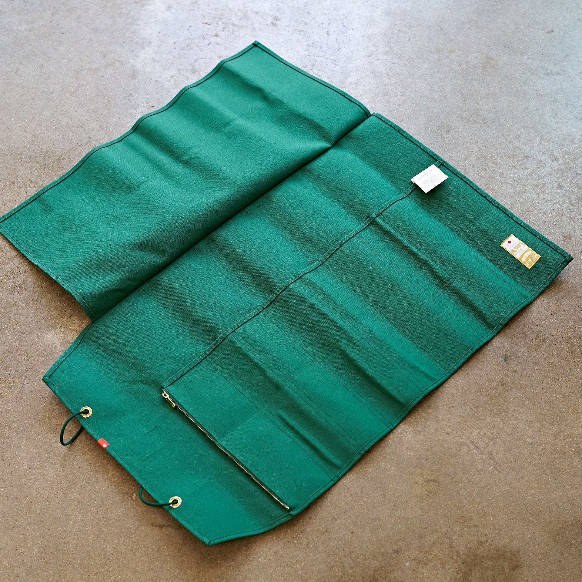 HI-CONDITION Hanpu Canvas 9 Pockets Knife Roll Mid Green-Knife Accessories-Hitohira-Carbon Knife Co