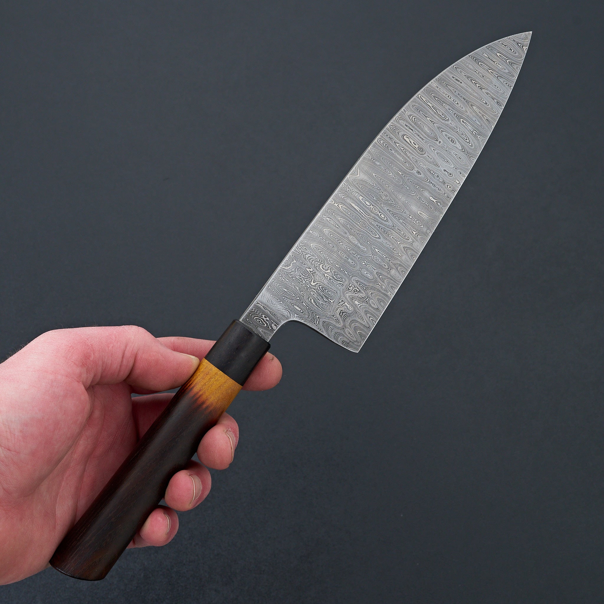 Halcyon Forge 1095 Nickel Ladder Damascus Santoku 165mm Halcyon Forge 1095 Nickel Ladder Damascus Santoku 165mm